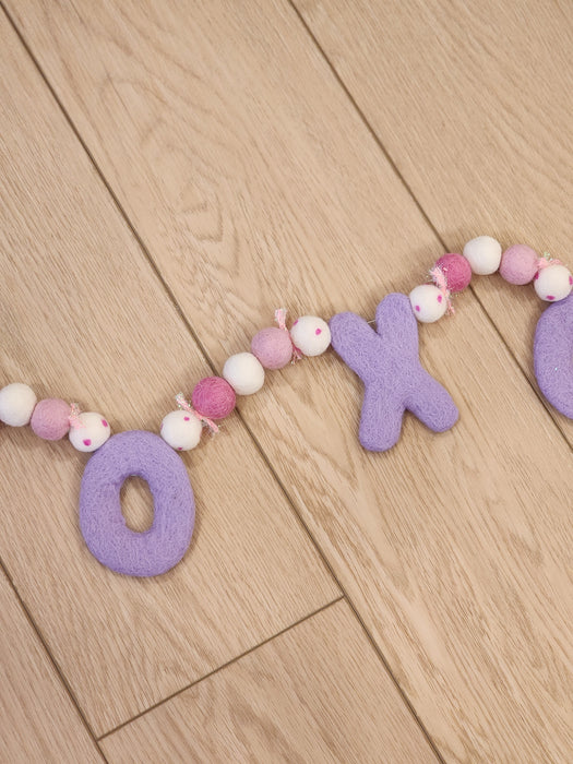Purple XOXO Valentine's garland