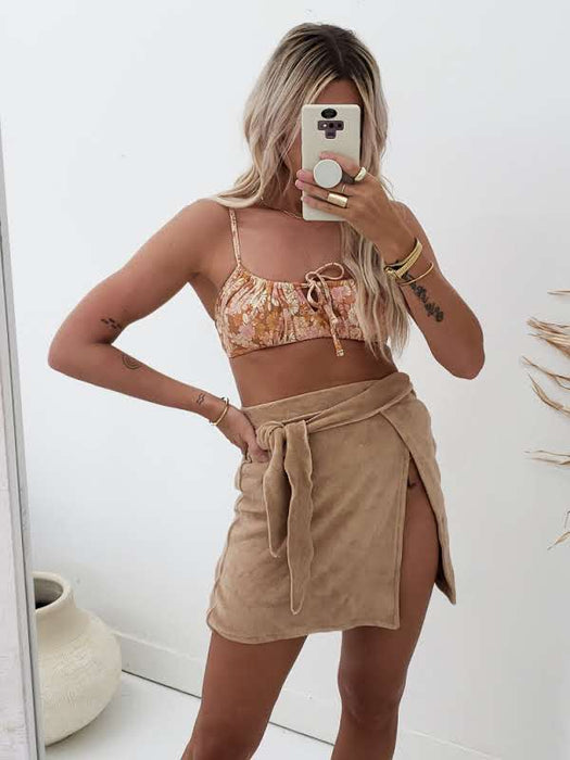 Desert rose wrap tie skirt